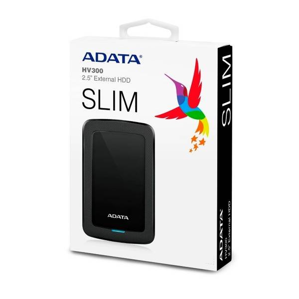 2TB Disco Duro Externo, HV300 Adata, USB 3.2, Negro, Slim