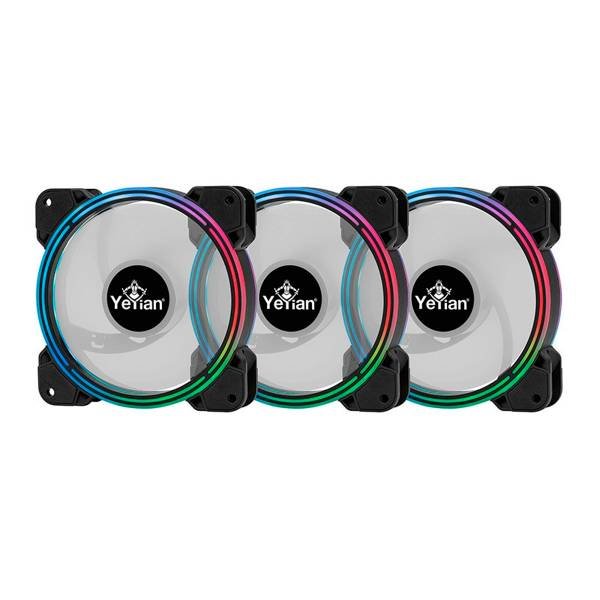 Kit de 3 Ventiladores Typhoon 120mm ARGB Negro Yeyian