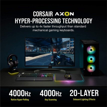 K100 RGB Black Mecánico y Optico Corsair