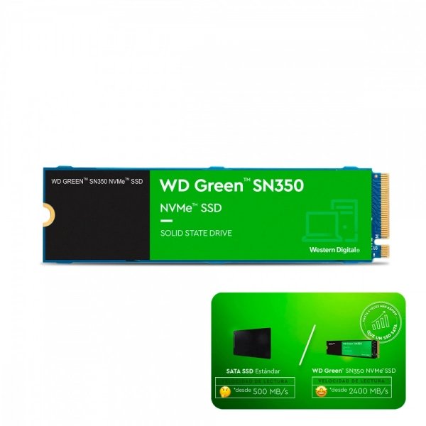SSD WD Green SN350 NVMe, 1TB, M.2, 1850 MB/s Escritura, 2400 MB/s Lectura, PCI Express 3.0