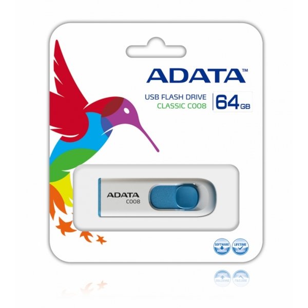 Memoria USB de 64 GB C008 Blanco/Azul Adata