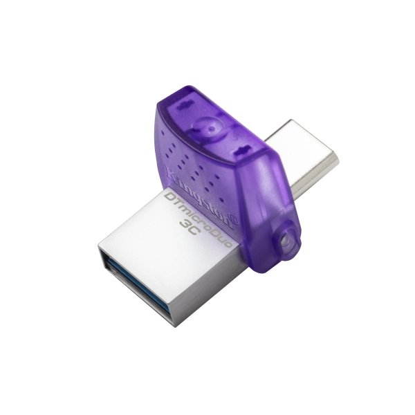 Memoria USB Kingston DataTraveler MicroDuo 3C, 256GB, USB A/C, Morado