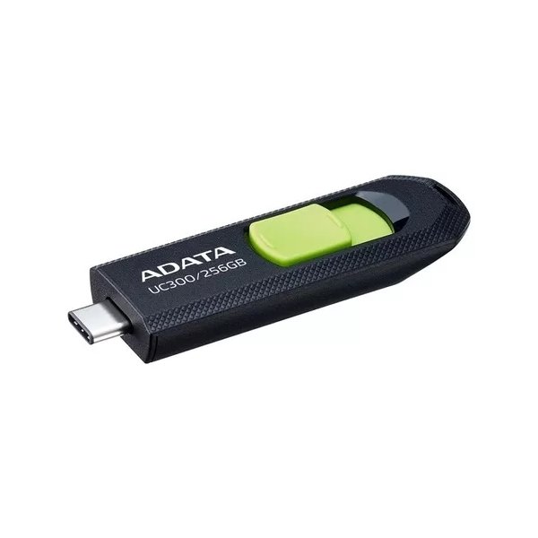 Memoria USB Adata UC300, 256GB, USB C, Negro/Verde