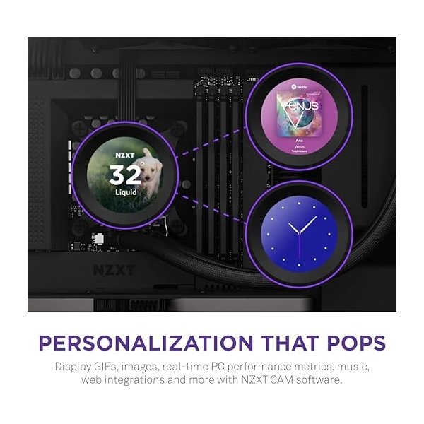 Enfriamento Líquido NZXT Kraken 280 Elite Black / AIO 280mm / Pantalla LCD 2.46” / Ventiladores serie F / RL-KN28E-B1 /