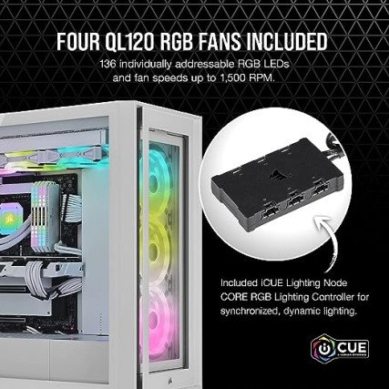 Corsair iCUE 5000X RGB QL Edition Mid-Tower Case - True White