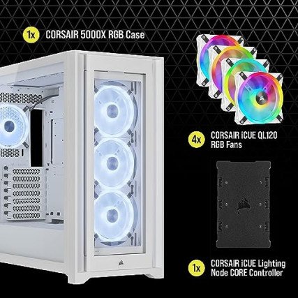 Corsair iCUE 5000X RGB QL Edition Mid-Tower Case - True White