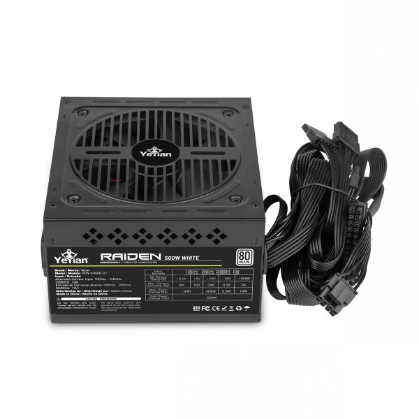 Fuente de poder Certificada Raiden Yeyian de 500w 80+ White