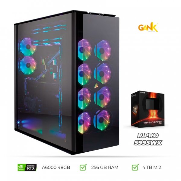 Gaia - Threadripper PRO 5995WX, RTX A6000, 48GB Video, 256GB RAM DDR4, 4TB M.2 Nvme Ultra Rápido, Líquido 420mm