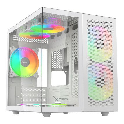 Gabinete Cubo Blanco Xzeal Blanco con 3 Ventiladores ARGB