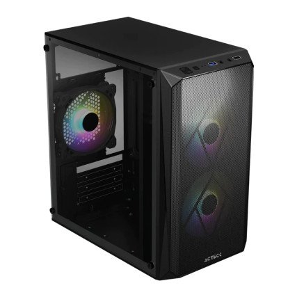 Gabinete Gamer Doom Negro con 3 Ventiladores RGB Acteck
