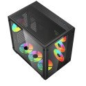 Gabinete Gamer BALAM RUSH Tank PRO GM930 ATX Media Torre 4 Ventiladores RGB USB 3.0 Negro BR-935944