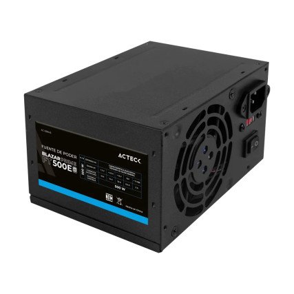 Fuente de Poder Blazar Prime FT500P ATX 500W / 1x20+4 pin + 1xAtx 4 + 2xSata + 2xMolex 4 pin + 1x / Negro