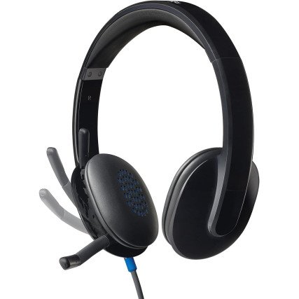 Logitech H540 Diadema con Cable, Sonido Estéreo con Micrófono con Supresión de Ruido, USB, Controles Integrados en el Auricular
