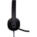 Logitech H540 Diadema con Cable, Sonido Estéreo con Micrófono con Supresión de Ruido, USB, Controles Integrados en el Auricular