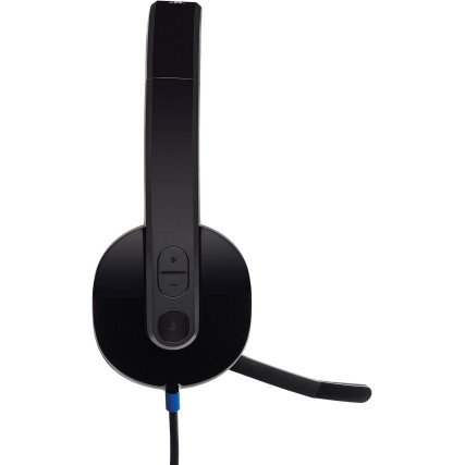 Logitech H540 Diadema con Cable, Sonido Estéreo con Micrófono con Supresión de Ruido, USB, Controles Integrados en el Auricular