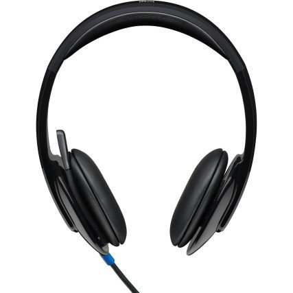 Logitech H540 Diadema con Cable, Sonido Estéreo con Micrófono con Supresión de Ruido, USB, Controles Integrados en el Auricular