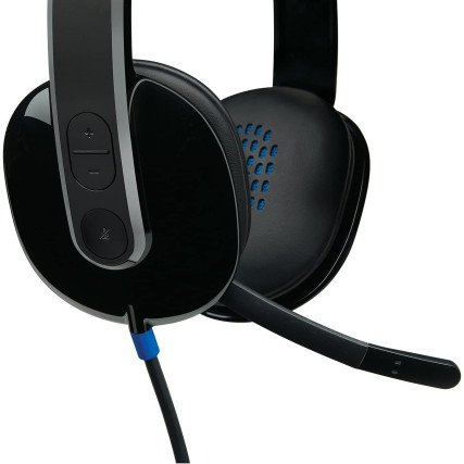 Logitech H540 Diadema con Cable, Sonido Estéreo con Micrófono con Supresión de Ruido, USB, Controles Integrados en el Auricular