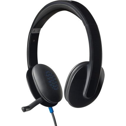 Logitech H540 Diadema con Cable, Sonido Estéreo con Micrófono con Supresión de Ruido, USB, Controles Integrados en el Auricular