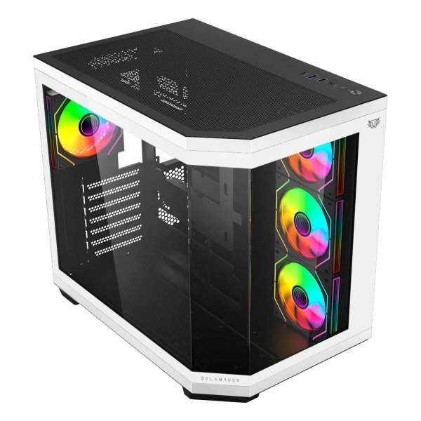 Gabinete Balam Rush Tank Super 9600 TB con Ventana RGB, Midi-Tower, ATX/Micro-ATX/ITX, Blanco/Negro