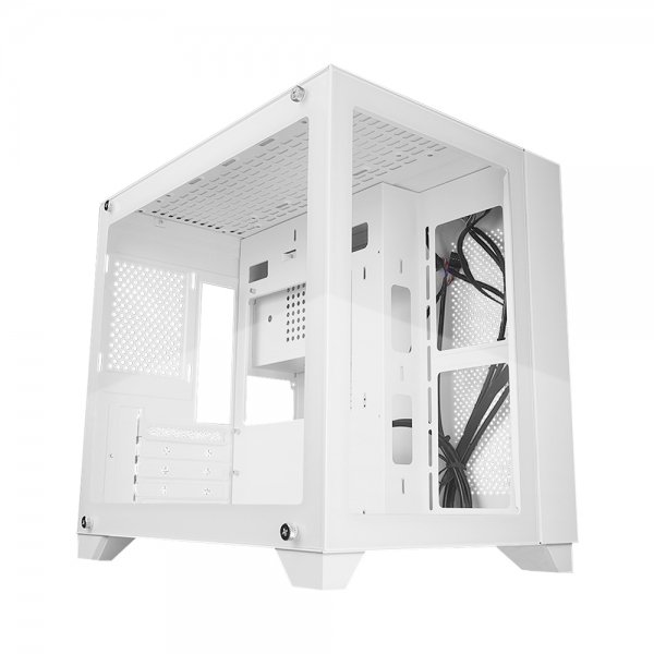 Gabinete Game Factor CSG570-WH con Ventana, Midi-Tower, Micro-ATX/Mini-ITX, USB 2.0/3.0, sin Fuente, sin Ventiladores, Blanco