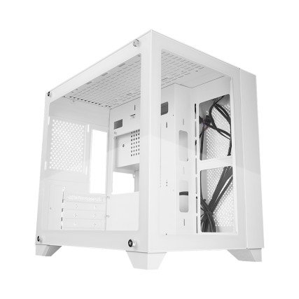 Gabinete Game Factor CSG570-WH con Ventana, Midi-Tower, Micro-ATX/Mini-ITX, USB 2.0/3.0, sin Fuente, sin Ventiladores, Blanco