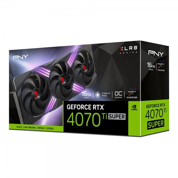 Tarjeta de Video PNY NVIDIA GeForce RTX 4070 Ti SUPER 16GB XLR8 Gaming VERTO EPIC-X RGB OC Triple Fan DLSS 3