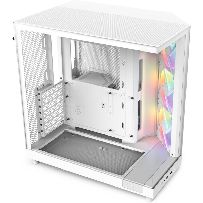 Gabinete NZXT H6 Flow Mt Atx Doble Camara Compacta 3v 120rgb W, Blanco