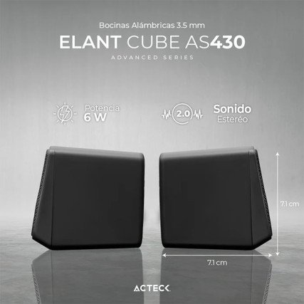 Acteck Bocinas Elant Cube, Alámbrico, 3W RMS, 3.5mm, Negro