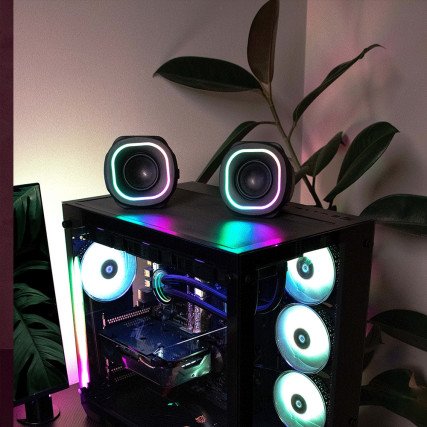 Balam Rush Bocina Gamer para Computadora Glimm Quad BG555, Bluetooth, Alámbrico/Inalámbrico, 2.0, 10W RMS, Negro - 2 Piezas