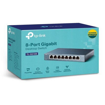 Switch TP-Link Gigabit Ethernet TL-SG108, 8 Puertos 10/100/1000Mbps, 16 Gbit/s, 4.000