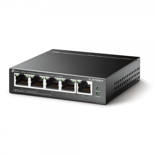 Switch TP-Link Fast Ethernet TL-SF1005P, 5 Puertos 10/100Mbps (4x PoE), 1 Gbit/s