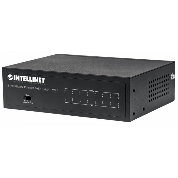 Switch Intellinet Gigabit Ethernet 561204, 8 Puertos PoE+ 10/100/1000Mbps, 16 Gbit/s