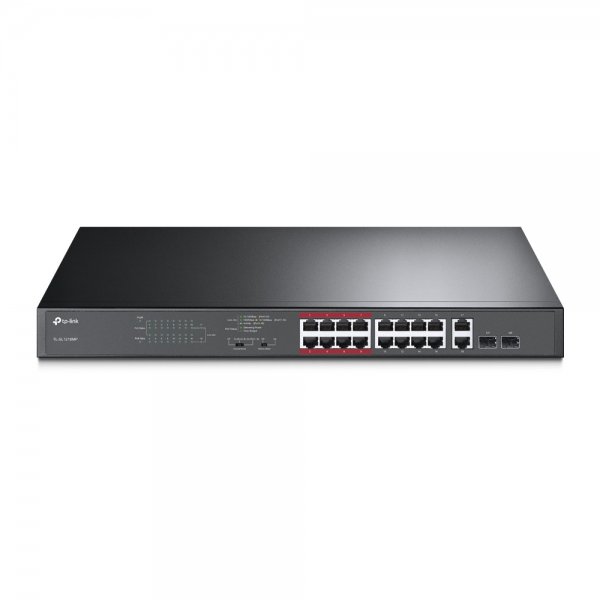 Switch TP-Link Fast Ethernet TL-SL1218MP, 16 Puertos 10/100 + 2 Puertos Gigabit Ethernet + 2 SFP