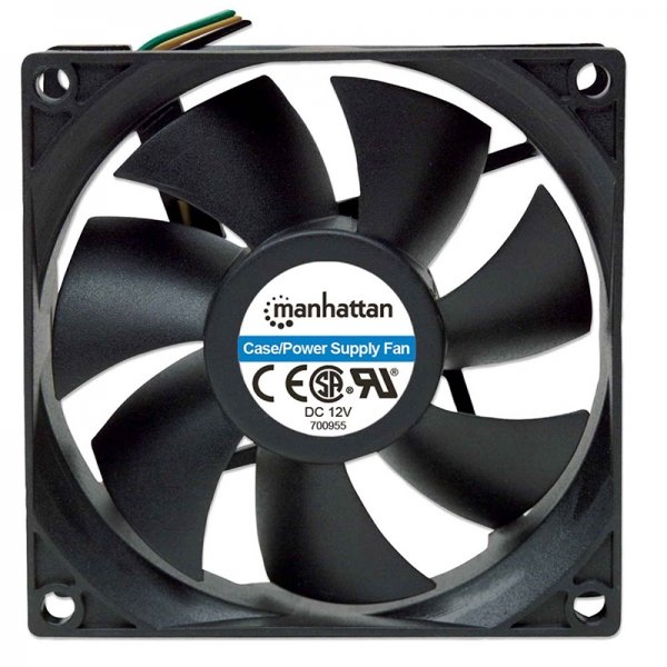 Ventilador Manhattan 3-pin para PC, 80mm, 2500RPM, Negro