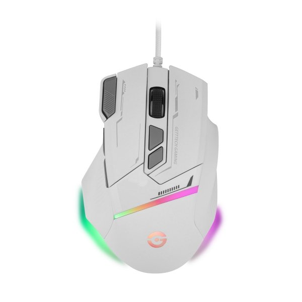 Mouse Getttech Gaming Ergonomico Blanco 7200 DPI 3M Clics 125 HZ RGB