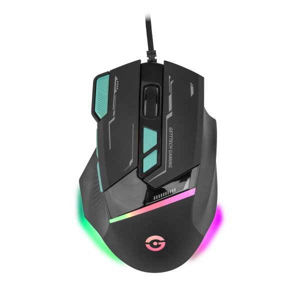 Mouse Getttech Gaming Ergonomico Negro 7200 DPI 3M Clics 125 HZ RGB