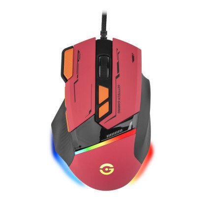 Mouse Getttech Gaming Ergonomico Rojo 7200 DPI 3M Clics 125 HZ RGB GPM-RGBWR-G1-RD
