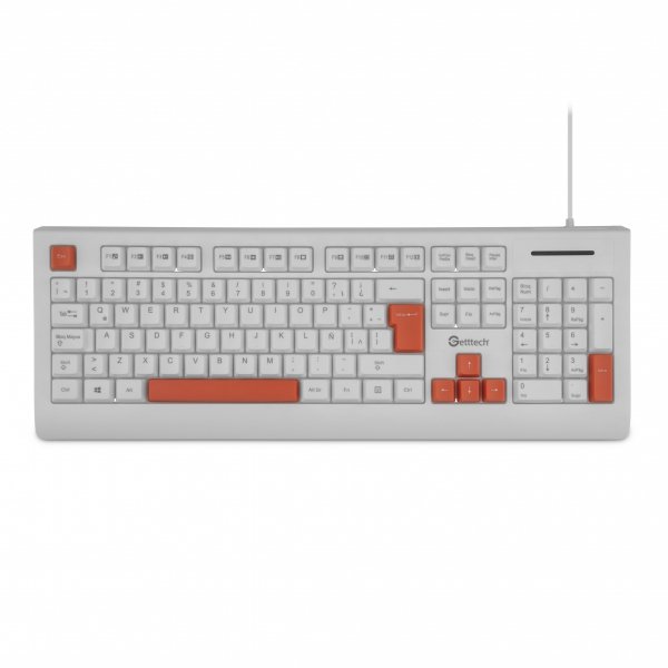 Getttech Teclado Slim Blanco Español USB Reposamanos GGK-ESMWR-02-WH