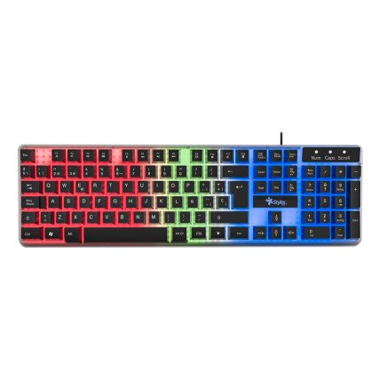 Teclado Stylos Alambrico Membrana 100% USB1.4M Transparente Sttealled 1T