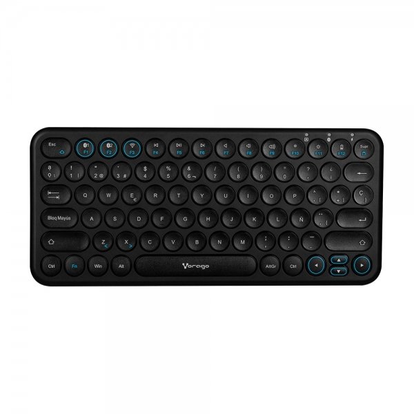 Teclado Vorago Slim Recargable Tipo C, 2 BT+Wireless Negro KBW-400