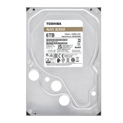 Toshiba N300 6TB NAS 3.5" Disco Duro Interno - CMR SATA 6 GB/s 7200 RPM 512 MB Cache