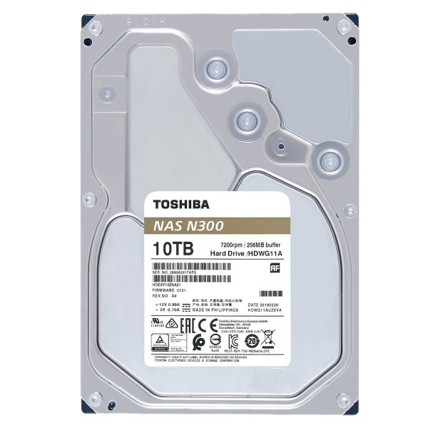Disco Duro para NAS Toshiba N300 3.5'' de 1 a 8 Bahías, 10TB, SATA III, 6 Gbit/s, 7200RPM, 128MB Cache