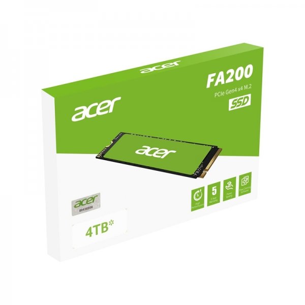 SSD Acer FA200 NVMe 4TB PCIe 4.0 M.2 – Alto Rendimiento 7200 MB/s para Gaming, PC y PS5 (BL.9BWWA.150)
