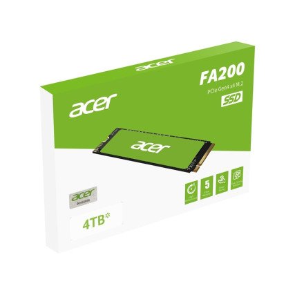 SSD Acer FA200 NVMe 4TB PCIe 4.0 M.2 – Alto Rendimiento 7200 MB/s para Gaming, PC y PS5 (BL.9BWWA.150)
