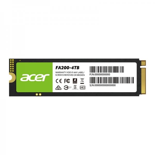SSD Acer FA200 NVMe 4TB PCIe 4.0 M.2 – Alto Rendimiento 7200 MB/s para Gaming, PC y PS5 (BL.9BWWA.150)