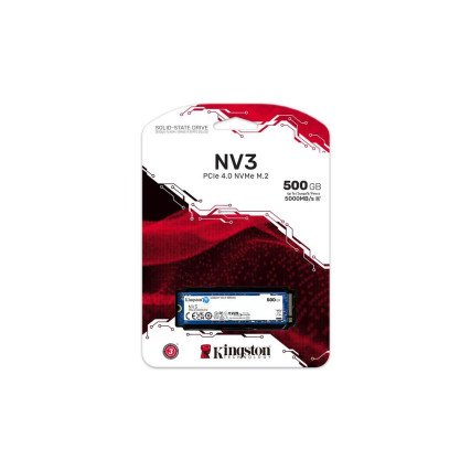 SSD Kingston NV3 500GB NVMe PCIe 4.0 M.2 2280 – Hasta 3500 MB/s, Rendimiento Gen4 para PC y Laptops (SNV3S/500G)