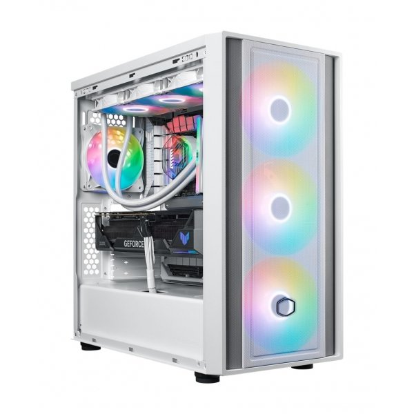 Gabinete Cooler Master MasterBox 600, Mid Tower, ATX/EATX/Micro-ATX/Mini-ITX, sin Fuente, 4 Ventiladores ARGB Instalados, Blanco