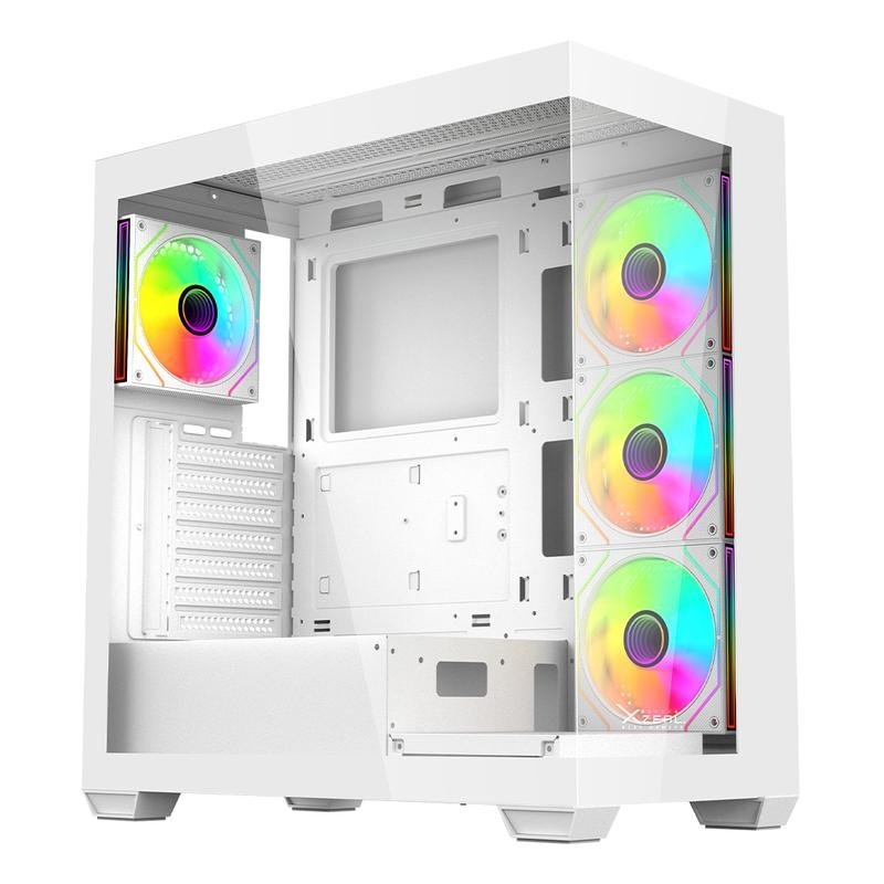 Gabinete Gamer Mid Tower Xzeal Blanco ATX Panel Der. Vidrio Metal
