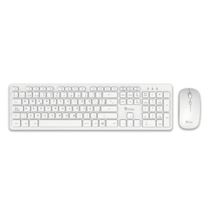 Combo Inalámbrico 2 en Stylos Teclado 100% Membrana 105 Teclas Blanco