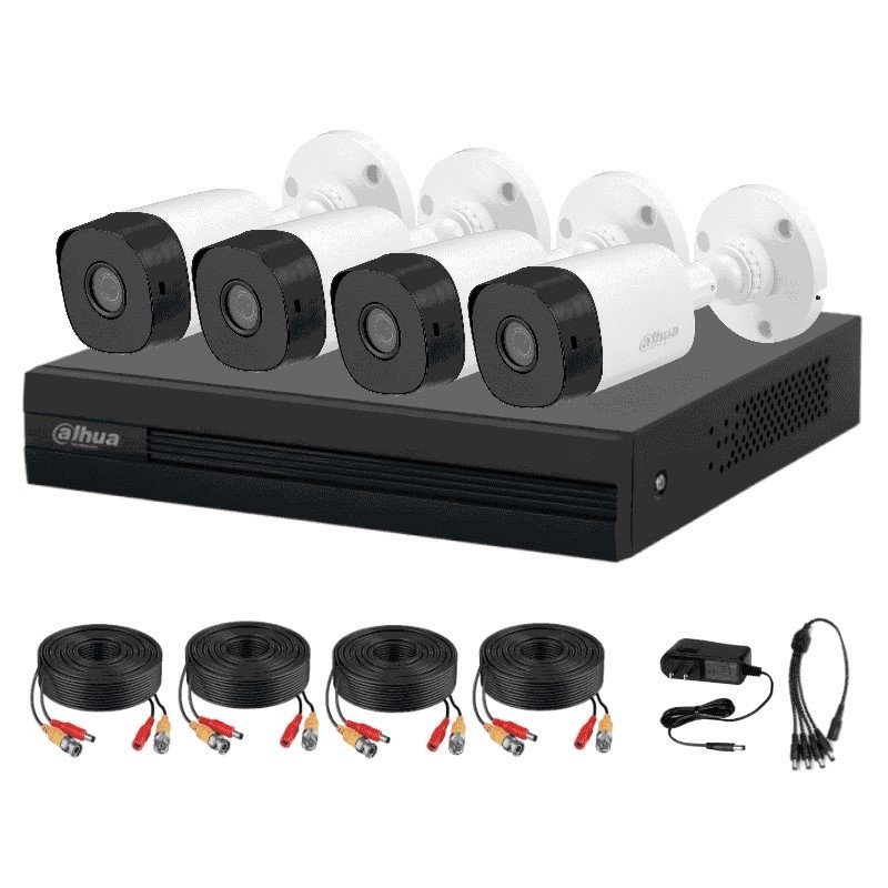 Kit Dahua de 4 Canales DE 1 MPX/ 4 CAM B1A11 1 MPX Lente 2.8 MM